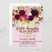 Invitation du Baby shower d'automne citrouille (Devant / Derrière)