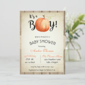 Invitation du Baby shower d'automne du Citrouille (Debout devant)