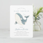 Invitation du Baby shower de baleine mignonne (Debout devant)