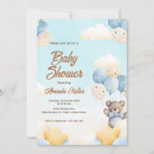 Invitation du Baby shower de ballon de l'ours bébé (Devant)