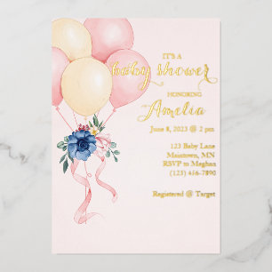 Invitation du Baby shower de ballon floral
