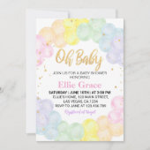 Invitation du Baby shower de ballon Pastel Rainbow (Devant)