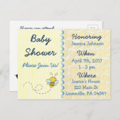 Invitation du Baby shower de Bumblebee jaune (Devant / Derrière)