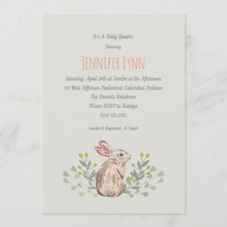 Invitation du Baby shower de Bunny de bois de prin