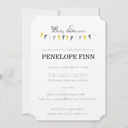 Invitation du Baby shower de Bunting (Devant)