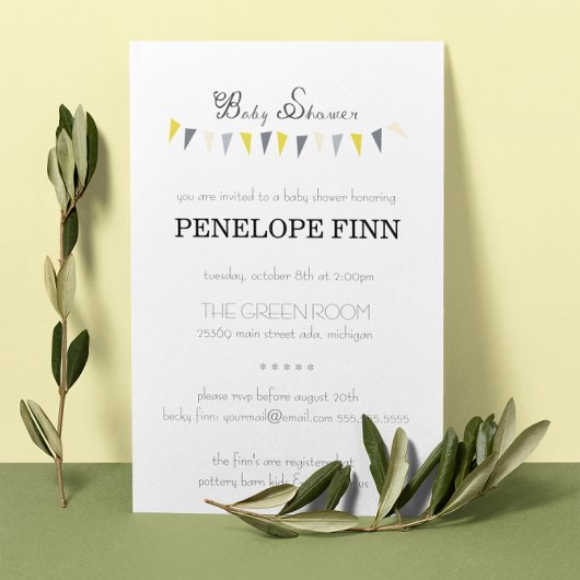 Invitation du Baby shower de Bunting