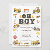 Invitation du Baby shower de camion de constructio (Devant)