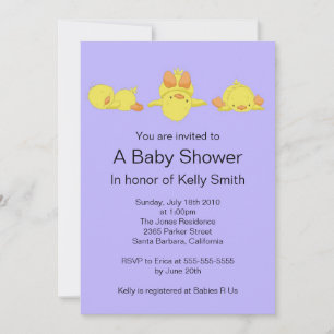 Invitation du Baby shower de canard jaune
