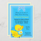 Invitation du Baby shower de canard jaune (Devant / Derrière)