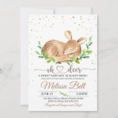 Invitation du Baby shower de cerfs de bois (Devant)