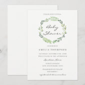 Invitation du Baby shower de couronne d'aquarelle (Devant / Derrière)