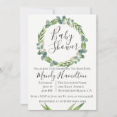 Invitation du Baby shower de couronne d'eucalyptus (Devant)