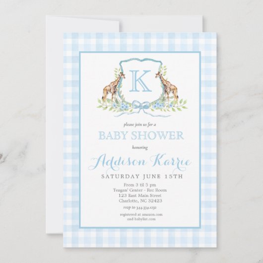 Invitation du Baby shower de crête de girafe de Pr (Devant)