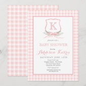 Invitation du Baby shower de crête de Monogram Pre (Devant / Derrière)
