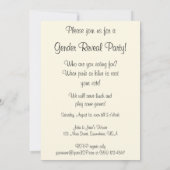 Invitation du Baby shower de de révélation de gen (Dos)
