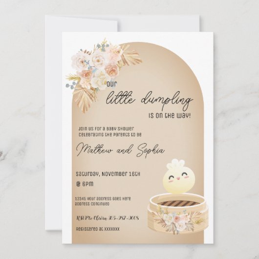 Invitation du Baby shower de dumping Boho Little (Devant)