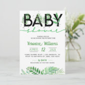Invitation du Baby shower de Foliage Tropical (Debout devant)