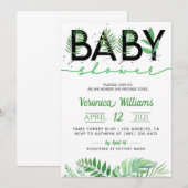 Invitation du Baby shower de Foliage Tropical (Devant / Derrière)