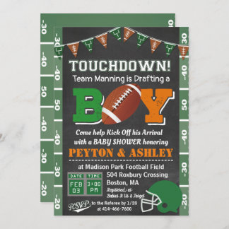 Invitation du Baby shower de football Chalkboard