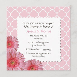 Invitation du baby shower de Gerber du couple rose