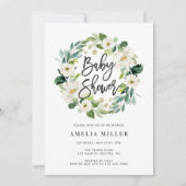 Invitation du Baby shower de germe blanc (Devant)