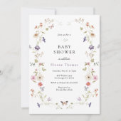 Invitation du Baby shower de germe de prairie fleu (Devant)
