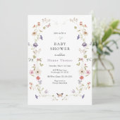 Invitation du Baby shower de germe de prairie fleu (Debout devant)