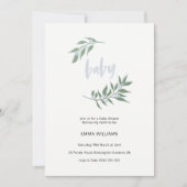 Invitation du Baby shower de germes floraux | Bleu (Devant)