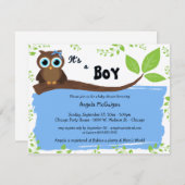 Invitation du Baby shower de la Chouette blanche b (Devant / Derrière)