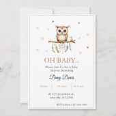 Invitation du Baby shower de la Chouette des bois (Devant)