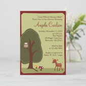 Invitation du Baby shower de la Chouette des cerfs (Debout devant)