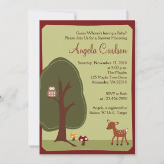 Invitation du Baby shower de la Chouette des cerfs