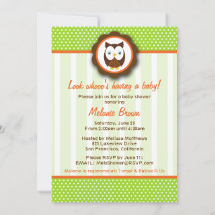 Invitation du Baby shower de la Chouette [Vert]