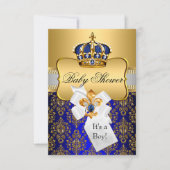 Invitation du Baby shower de la Couronne bleu Litt (Devant)