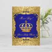Invitation du Baby shower de la Couronne d'or bleu (Debout devant)