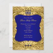 Invitation du Baby shower de la Couronne d'or bleu (Dos)