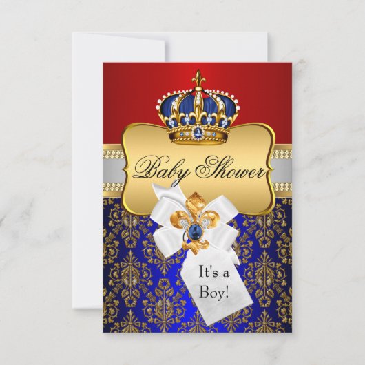 Invitation du Baby shower de la Couronne rouge du (Devant)