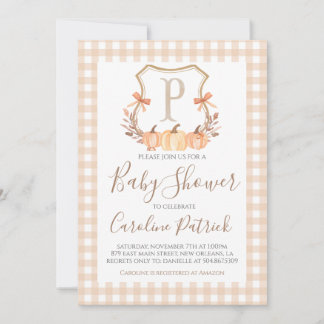 Invitation du Baby shower de la crête Citrouille d