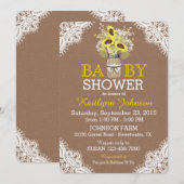 Invitation du Baby shower de la dentelle de tourne (Devant / Derrière)