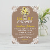 Invitation du Baby shower de la dentelle de tourne (Debout devant)
