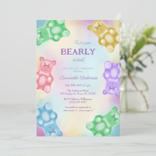 Invitation du Baby shower de la fête de l'ours de  (Debout devant)