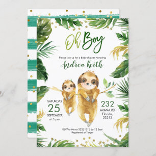 Invitation du Baby shower de la forêt tropicale