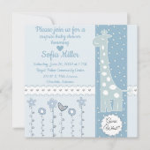 Invitation du Baby shower de la Girafe bleue (Devant)