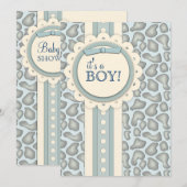 Invitation du Baby shower de la Girafe sucrée| Ble (Devant / Derrière)