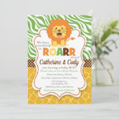 Invitation du Baby shower de la Jungle de Lion ROA (Debout devant)