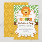 Invitation du Baby shower de la Jungle de Lion ROA (Devant / Derrière)