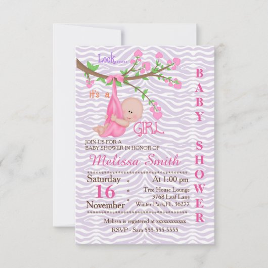 Invitation du Baby shower de la petite fille en éb (Devant)