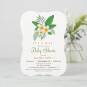 Invitation du Baby shower de la Plumeria tropicale (Debout devant)