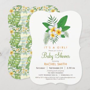 Invitation du Baby shower de la Plumeria tropicale
