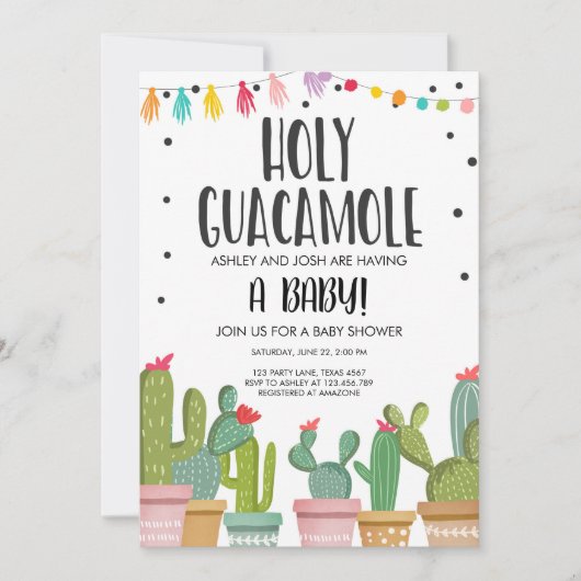 Invitation du Baby shower de la Sainte Guacamole (Devant)